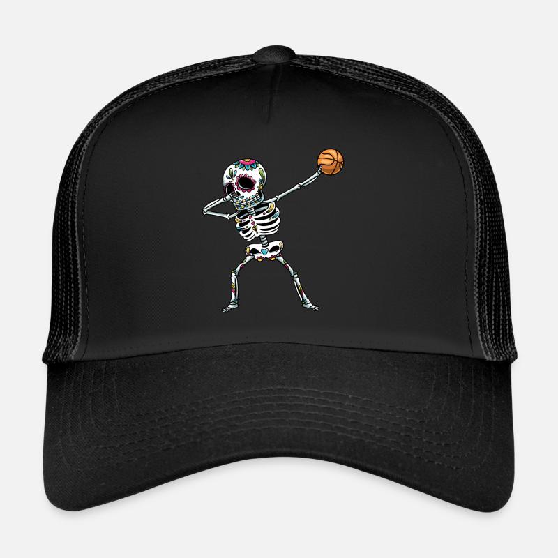 Dabbing Sugar Skull Skelett Basketball Trucker Cap