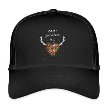 Energetikerin mit Herz Weihnachtsfeier Wichteln - Trucker Cap - Schwarz/Schwarz - Vorne
