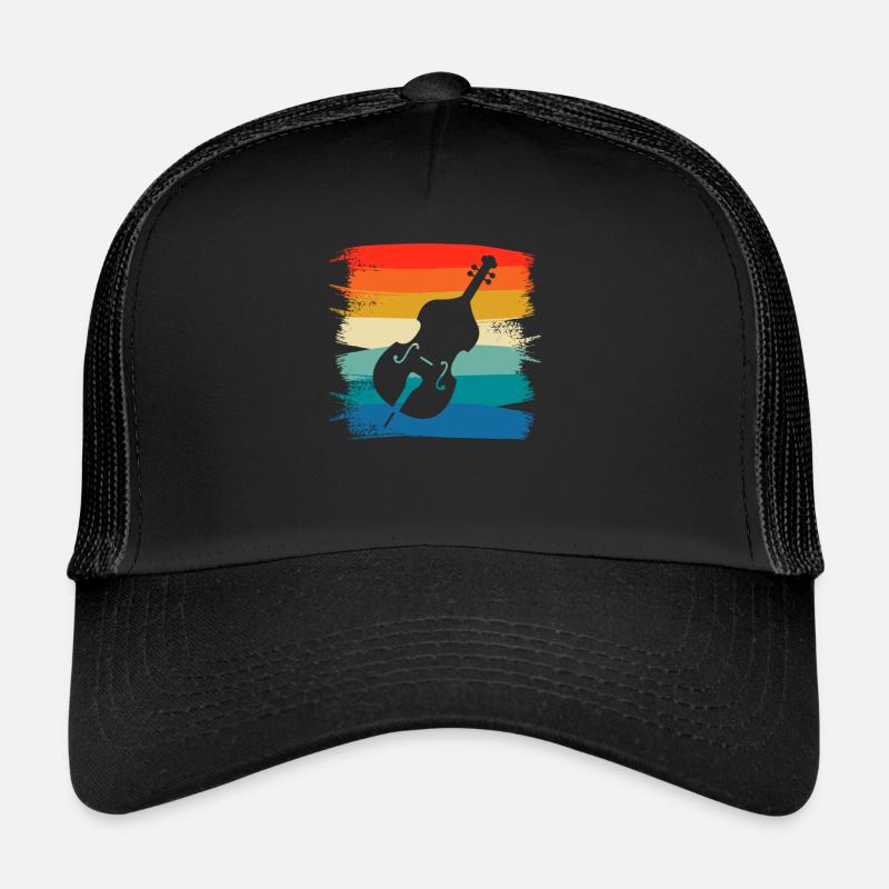 Retro Vintage Classic Cello Player Instrument - Trucker Cap - Schwarz/Schwarz