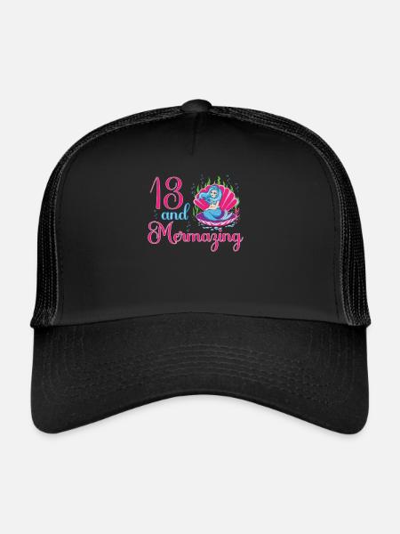 Sirène 13ème anniversaire mermazing 13 ans - Casquette trucker  - noir/noir - Devant