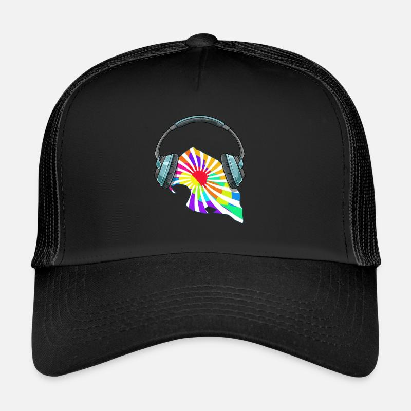Fehmarn Kopfhörer Musik Bunt - Trucker Cap - Schwarz/Schwarz