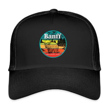 Banff Grizzly Bear National Park Alberta Camping Moun - Trucker Cap - black/black - Front