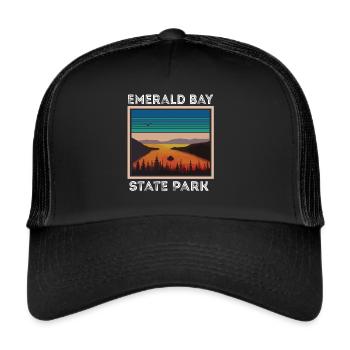 California State Park Lake Tahoe Smaragdbucht Neva - Trucker Cap - Schwarz/Schwarz - Vorne