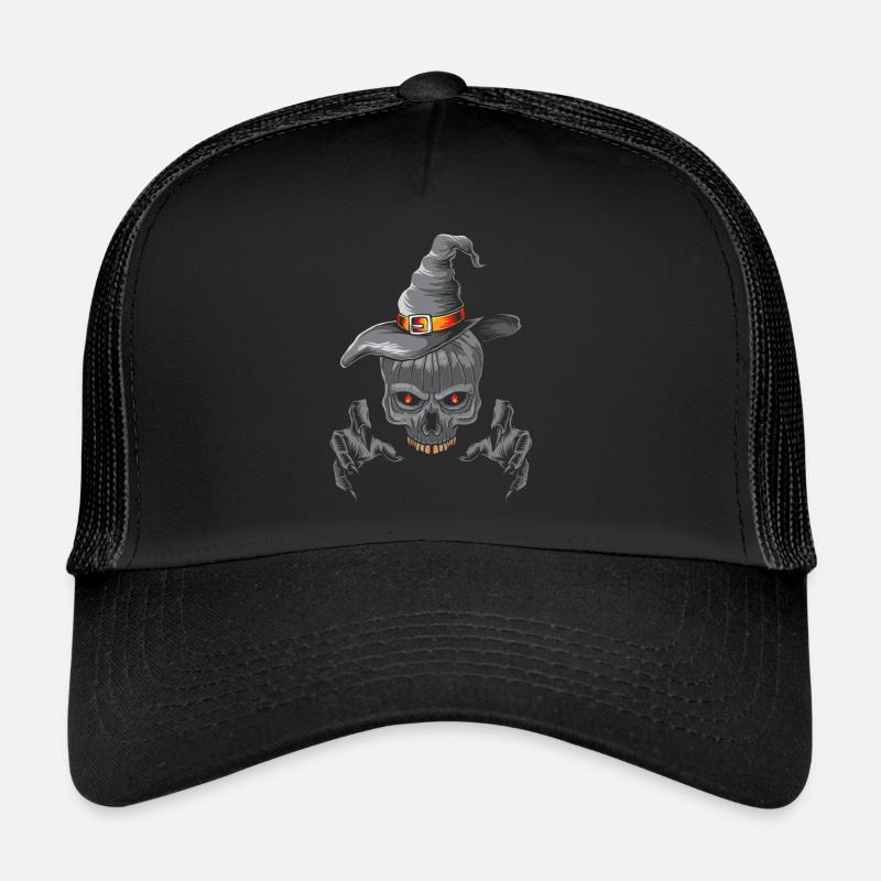 Halloween Pumpkin Witch Skeleton Trucker Cap
