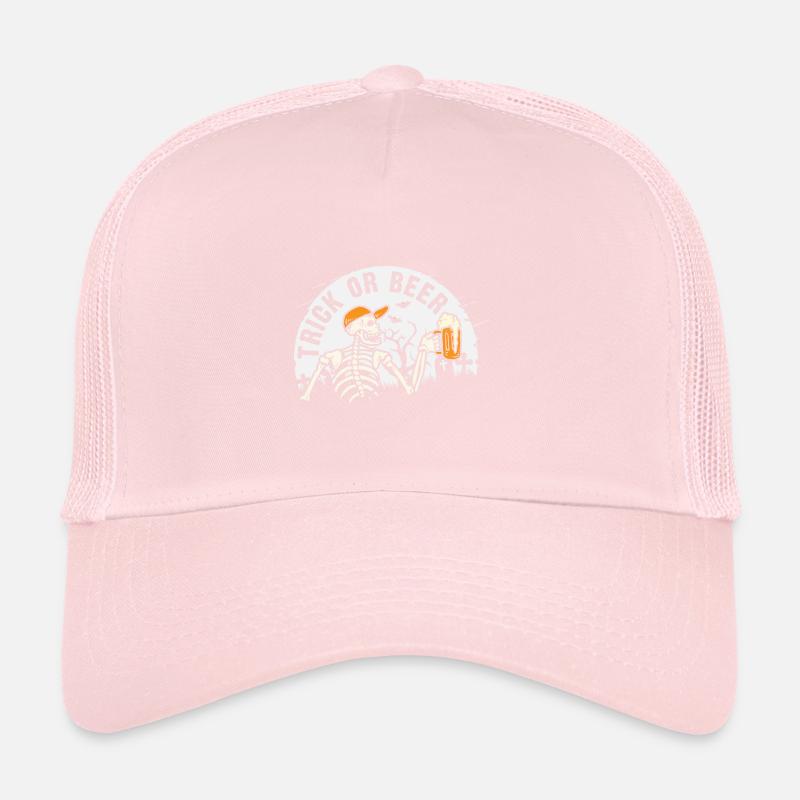 Trick or beer Halloween skeleton funny Trucker Cap