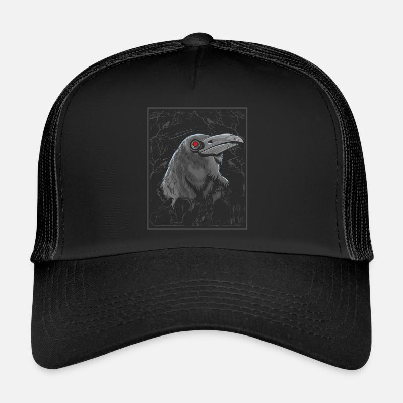 Schwarzer Rabe rote augen Halloween Trucker Cap