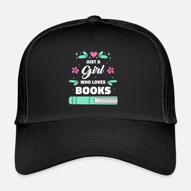Bücher Buch lesen Bücherei Bibliothek Bücherwurm - Trucker Cap - Schwarz/Schwarz