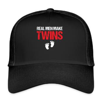 First Time Dad - Real Men Make Twins - Trucker Cap - Schwarz/Schwarz - Vorne