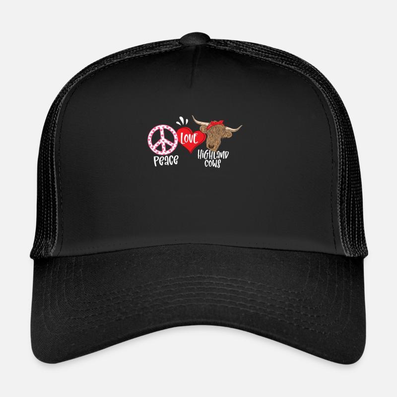 Peace Love Highland Cows - Trucker Cap - black/black