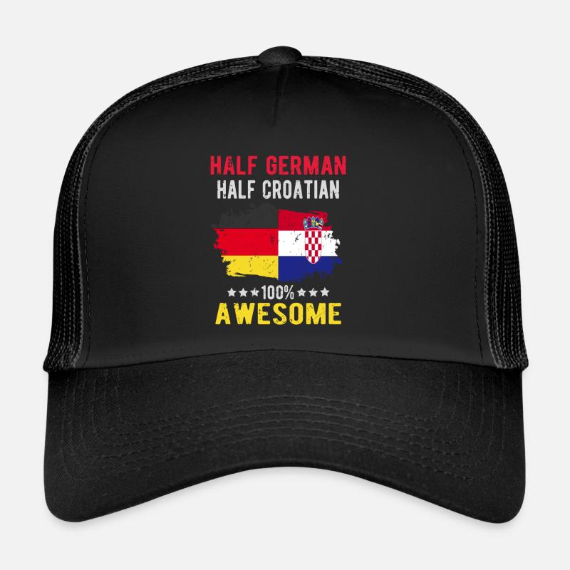 Halb Deutsch Halb Kroate - Trucker Cap - Schwarz/Schwarz