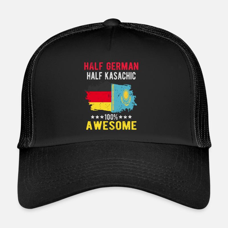 Halb Deutsch Halb Kasache - Trucker Cap - Schwarz/Schwarz