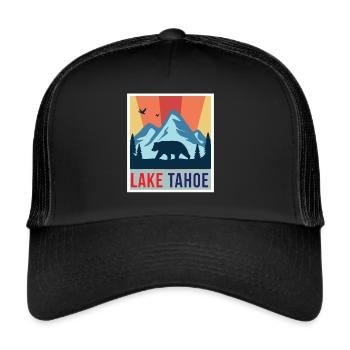 Lake Tahoe Grizzly Bear California Ski Mountains Cam - Trucker Cap - black/black - Front