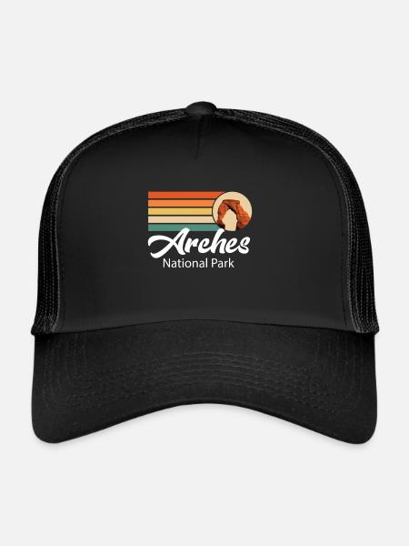 Parc national des Arches dans l’Utah Souvenir Camping Canyo - Casquette trucker  - noir/noir - Devant