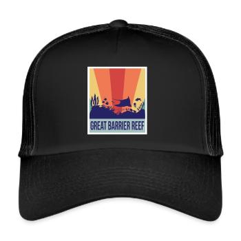 Tauchen Great Barrier Reef Souvenir Australien Tau - Trucker Cap - Schwarz/Schwarz - Vorne