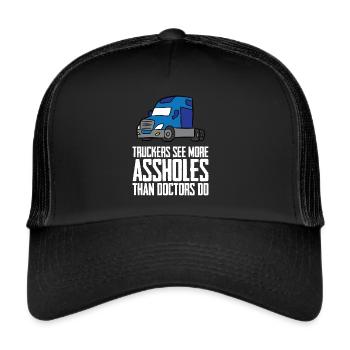 LKW Truck LKW Fahrer Trucker Geschenk - Trucker Cap - Schwarz/Schwarz - Vorne