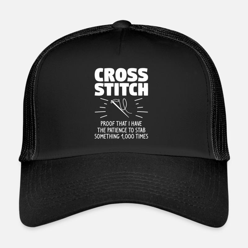 Preuve de point de croix que j’ai la patience de sta - Casquette trucker  - noir/noir