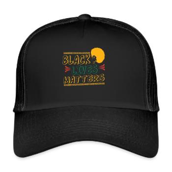 Mélanine Black Lives Matter Black History Nat - Casquette trucker  - noir/noir - Devant