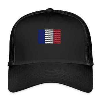 Français drapeau - Casquette trucker  - noir/noir - Devant