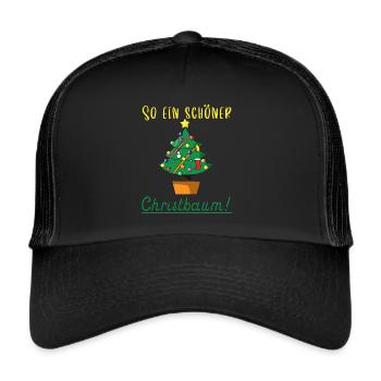 Christbaumloben Christbaum Weihnachten - Trucker Cap - Schwarz/Schwarz - Vorne