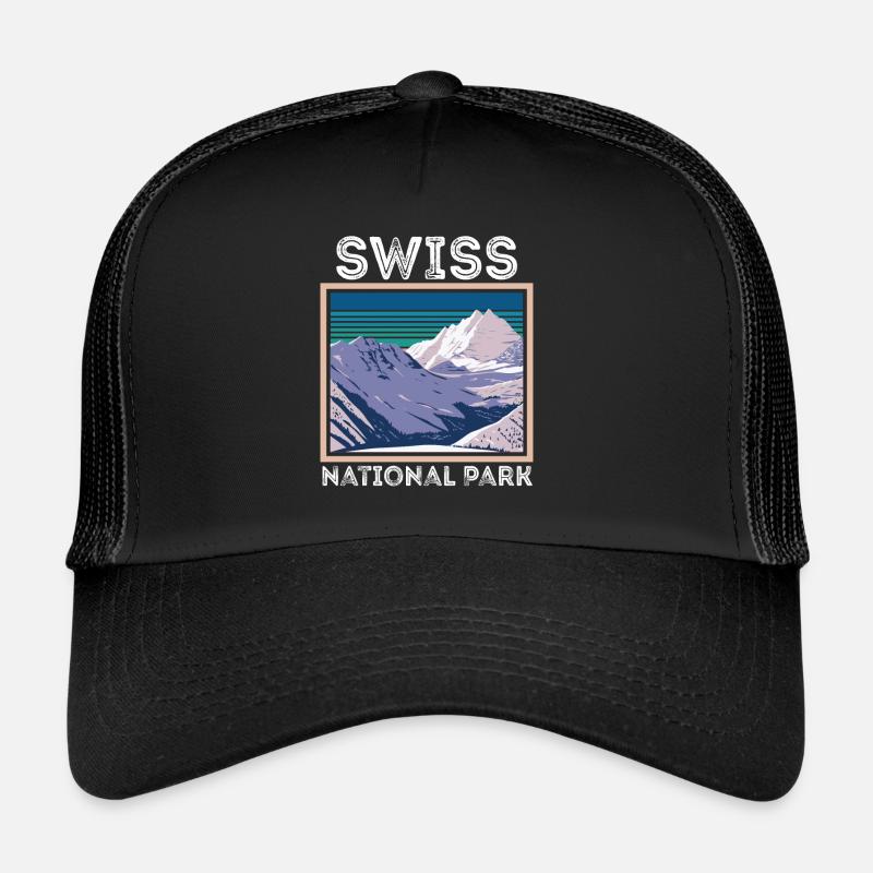 Nationalpark Souvenir Schweizer Alpen Schweiz Berg - Trucker Cap - Schwarz/Schwarz