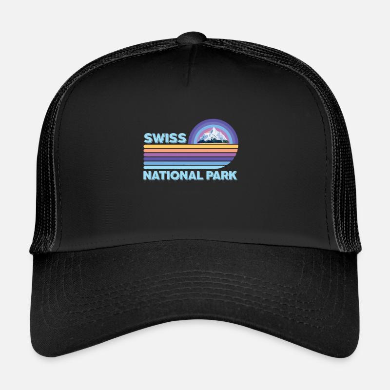 Schweizer Nationalpark Schnee Engadin Cam - Trucker Cap - Schwarz/Schwarz