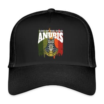 Anubis Gott der Toten Ägypten Pharao Sphinx Ägypto - Trucker Cap - Schwarz/Schwarz - Vorne