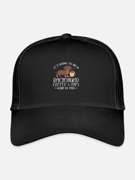 Dachshund Coffee - Trucker Cap - black/black - Front