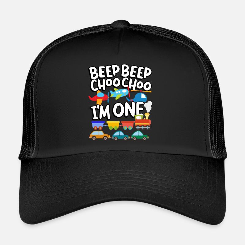 Beep Beep Choo Choo I’m One Toy Train Car 1. Casquette trucker 