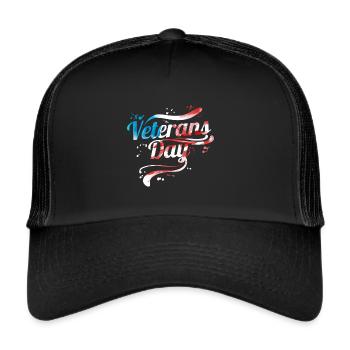 US Flag Colored Logo For Veterans Day - Trucker Cap - black/black - Front