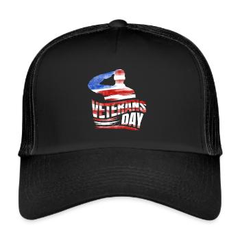 Salute For Our Troops US Flag 4th Of July - Trucker Cap - black/black - Front