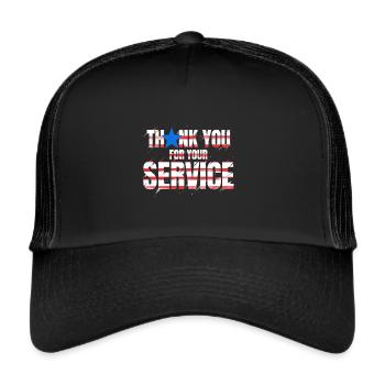 Thank You For Your Service 4th Of July Veterans - Trucker Cap - Schwarz/Schwarz - Vorne