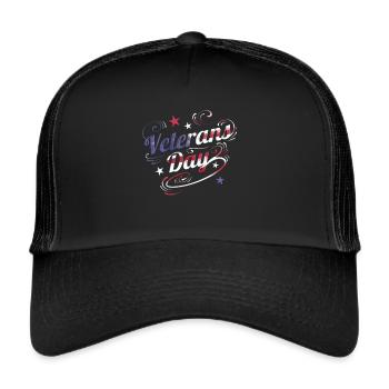 US Flag Colored Logo For Veterans Day - Trucker Cap - black/black - Front