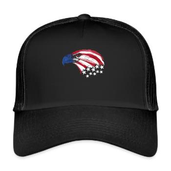 Bald Eagle US Flag Colors Patriotic 4th Of July - Trucker Cap - Schwarz/Schwarz - Vorne