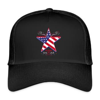 Big Star In Us Flag Colors For Veterans Day - Trucker Cap - black/black - Front