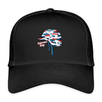 Camouflage Helmet Veterans Day - Trucker Cap - Schwarz/Schwarz - Vorne