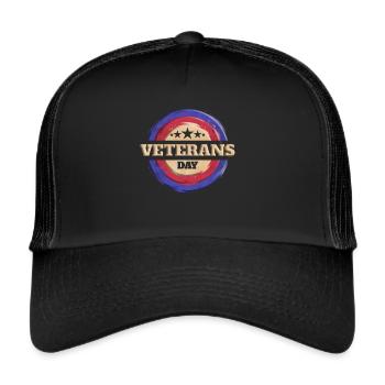 Round Logo for Veterans Day - Trucker Cap - Schwarz/Schwarz - Vorne