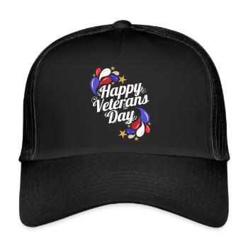 Logo For A Happy Veterans Day - Trucker Cap - Schwarz/Schwarz - Vorne