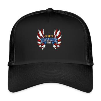 Red And White Feathers For Veterans Day - Trucker Cap - Schwarz/Schwarz - Vorne