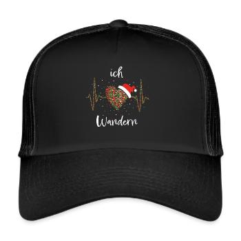 Wandern Trekking Weihnachtsmütze Christmas X-Mas - Trucker Cap - Schwarz/Schwarz - Vorne