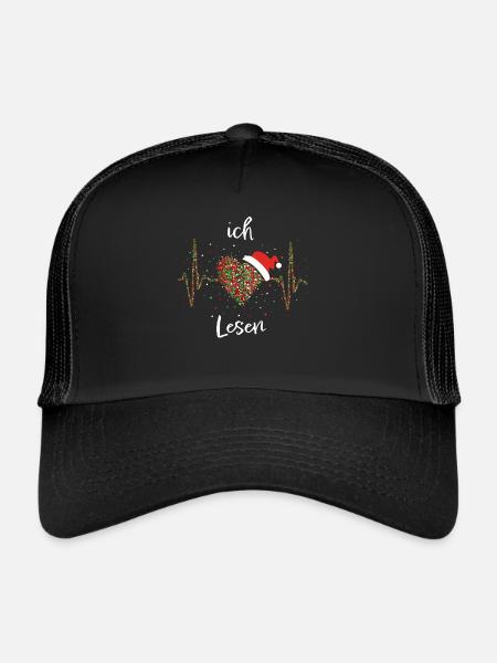Lesen Leseratte Bücherwurm Nikolaus Christmas - Trucker Cap - Schwarz/Schwarz