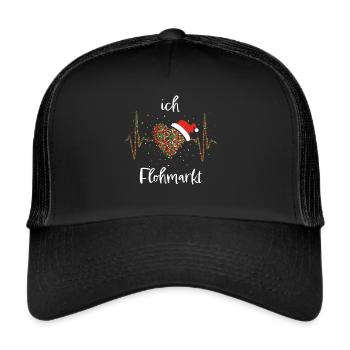 Flohmarkt Secondhand Weihnachten Christmas - Trucker Cap - Schwarz/Schwarz - Vorne