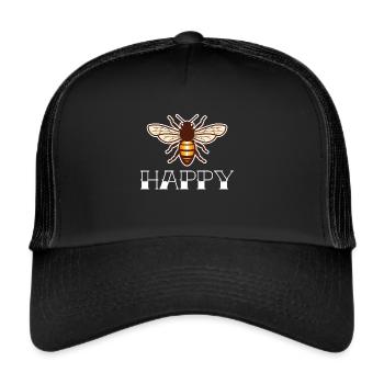 Happy Bee Honey Queen Bee Beekeeper Honey Bee - Trucker Cap - black/black - Front