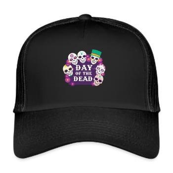 Jour des morts Sugar Skull Fête mexicaine - Casquette trucker  - noir/noir - Devant