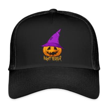 Nightmare Pumpkin mit Hexenhut Happy Halloween Sca - Trucker Cap - Schwarz/Schwarz - Vorne
