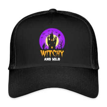 Witchy Halloween Party Witch Scary House Ghost - Trucker Cap - black/black - Front