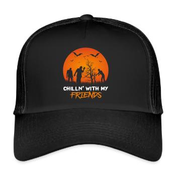 Halloween Nightmare Zombie with Bat Cheerful - Trucker Cap - black/black - Front