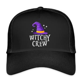 Witchy Crew Halloween Party Hexenhut Gruselig - Trucker Cap - Schwarz/Schwarz - Vorne