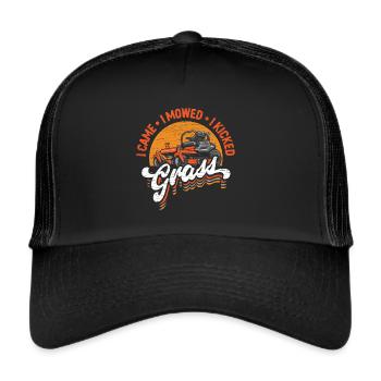 Mähen Landschaftsbau Rasenmäher Rasenmähen - Trucker Cap - Schwarz/Schwarz - Vorne