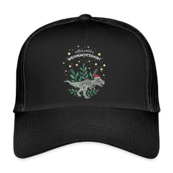 Trex Tyrannosaurus Christmas Heiligabend XMas - Trucker Cap - Schwarz/Schwarz - Vorne