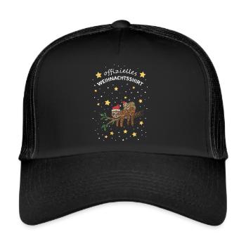 Offizielles Weihnachtsshirt Faultier Wichteln Xmas - Trucker Cap - Schwarz/Schwarz - Vorne